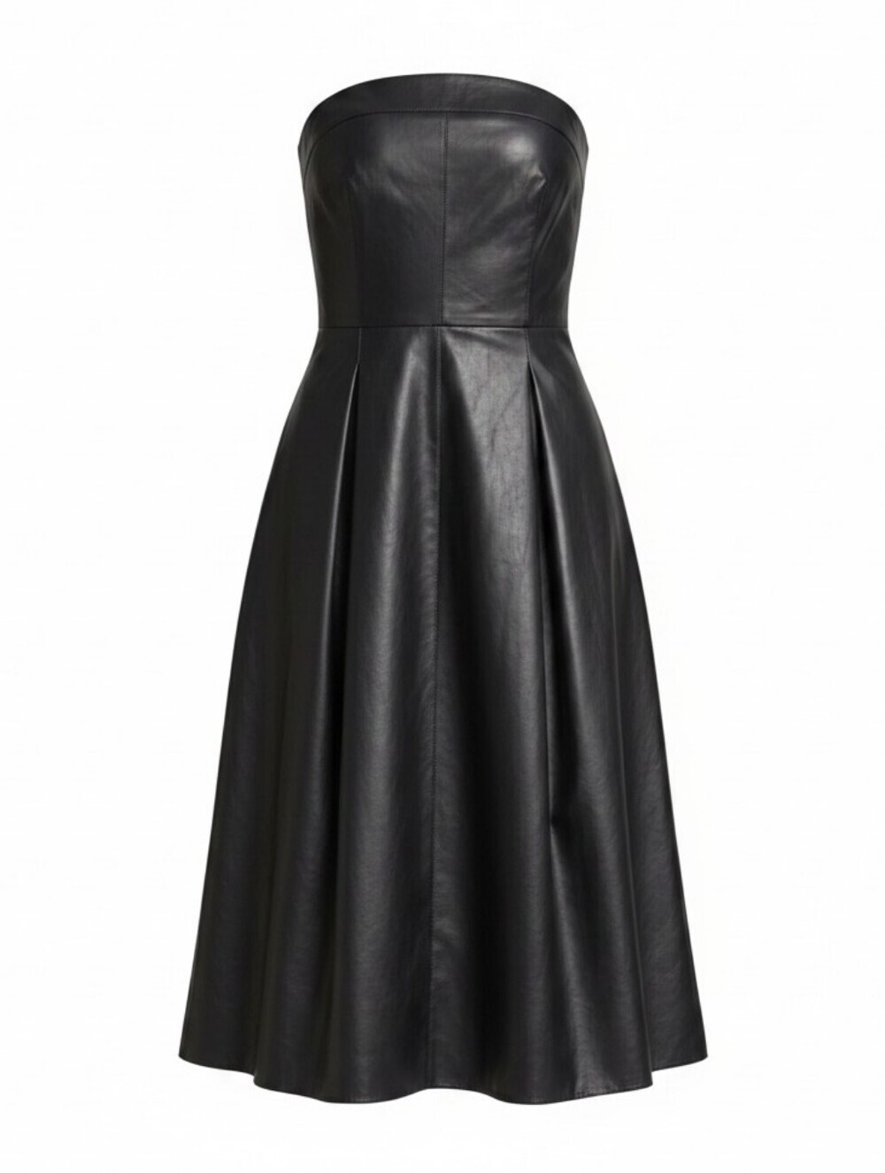 Leith Black Faux Vegan Leather Strapless Dress Size 4